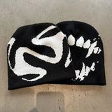 Knitting Beanies Y2k Goth Tooth Caps Warm Vintage Streetwear