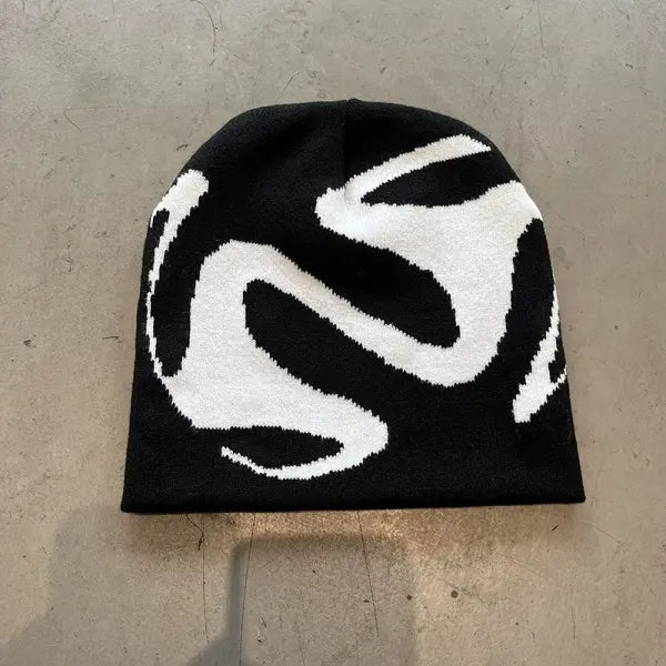 Knitting Beanies Y2k Goth Tooth Caps Warm Vintage Streetwear - Black-02 / one size