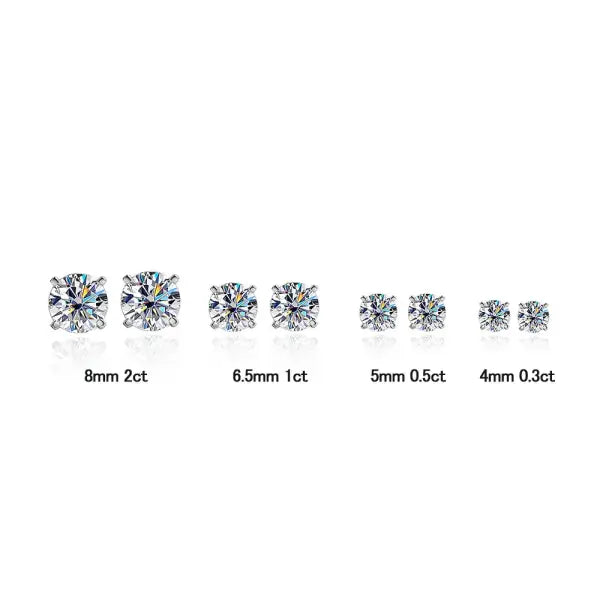 Moissanite Stud Earrings for Women and Men (S925 Sterling Silver) VVS1 GRA Certified