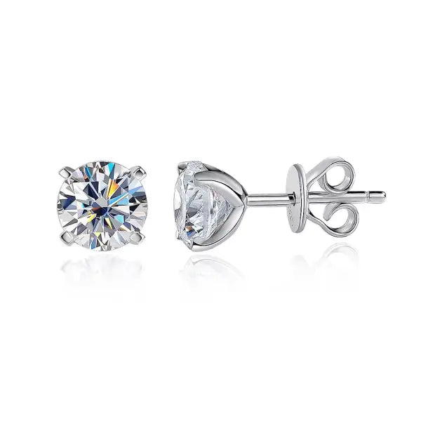 Moissanite Stud Earrings for Women and Men (S925 Sterling Silver) VVS1 GRA Certified - white gold color / 0.5ct 5mm