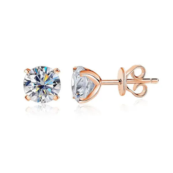 Moissanite Stud Earrings for Women and Men (S925 Sterling Silver) VVS1 GRA Certified - rose gold color / 0.2ct 3.5mm
