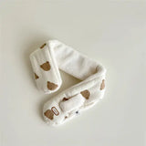 Korean Bear Print Baby Scarf – Plush Winter Cross Scarf for Boys & Girls Warm Neckerchief