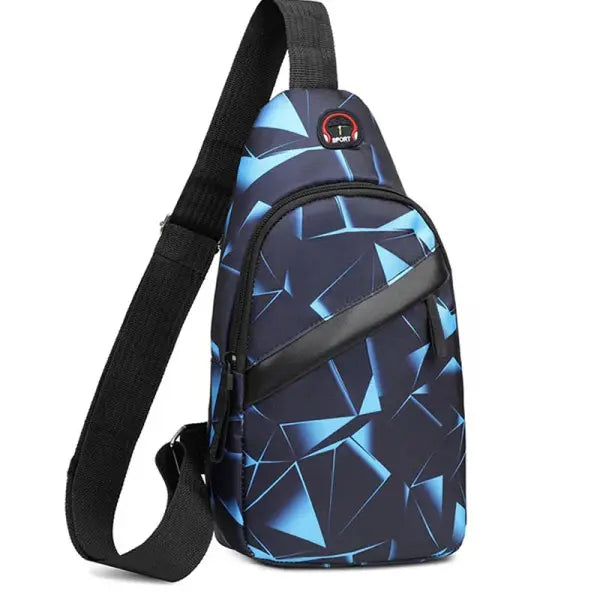 Korean Fashion Camouflage Chest Bag and Oxford Nylon Crossbody Bag - blue