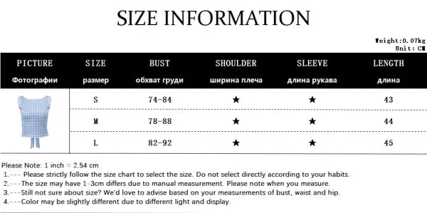 Korean Fashion Bow Backless Tank Top – Plaid Print Sleeveless Crop Top