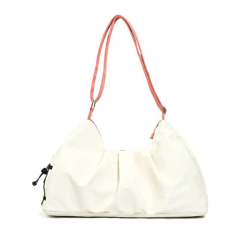 Korean Fashion Dry Wet Separation Independent Shoe Warehouse Sports Gym Bag - Creamy White