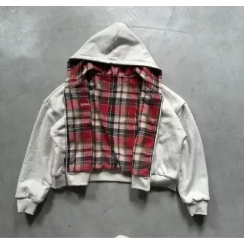 Korean Fashion Simple Gray Double-Sided Oversized Zipper Hoodie Women’s Y2K New Harajuku Gothic Casual Joker Couple