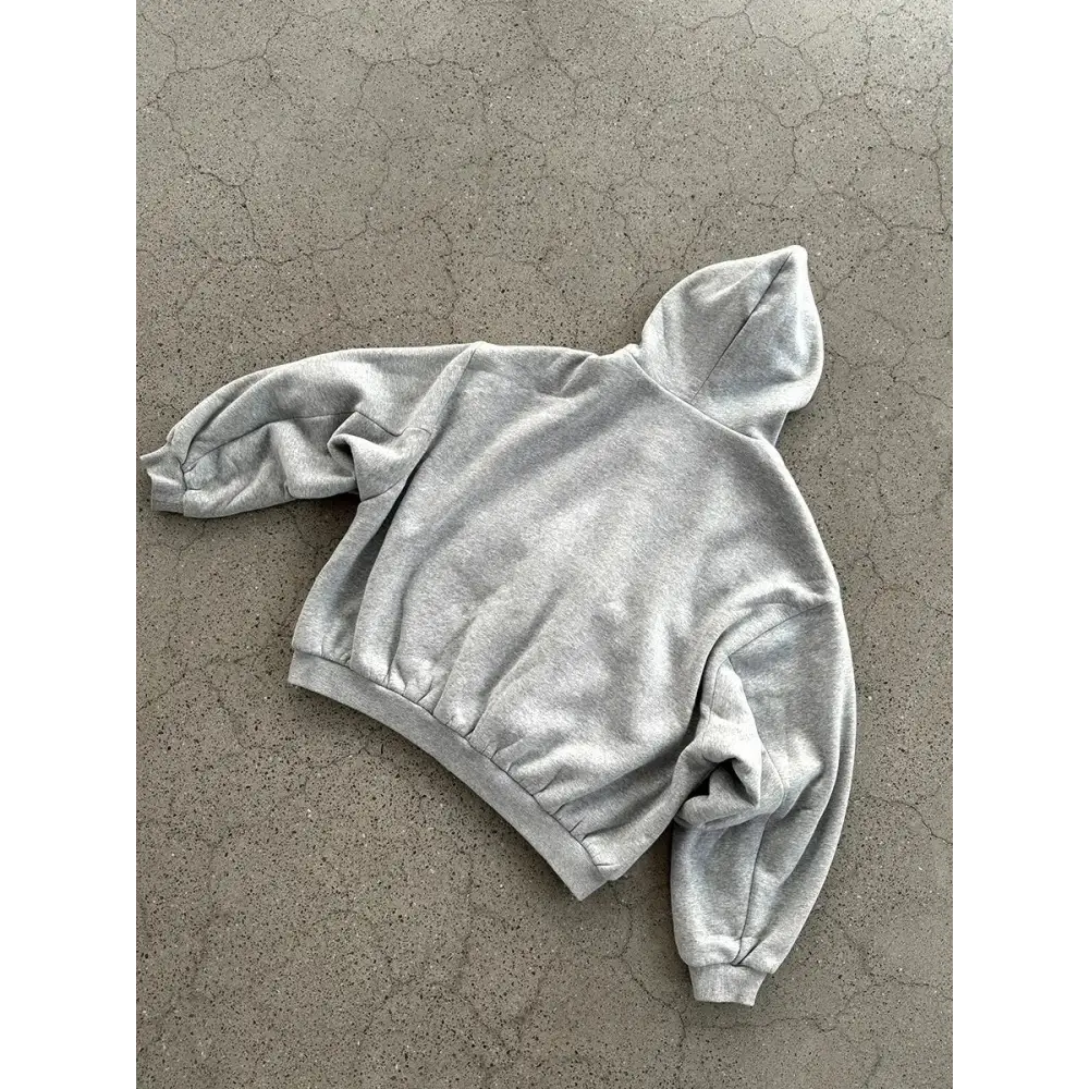 Korean Fashion Simple Gray Double-Sided Oversized Zipper Hoodie Women’s Y2K New Harajuku Gothic Casual Joker Couple