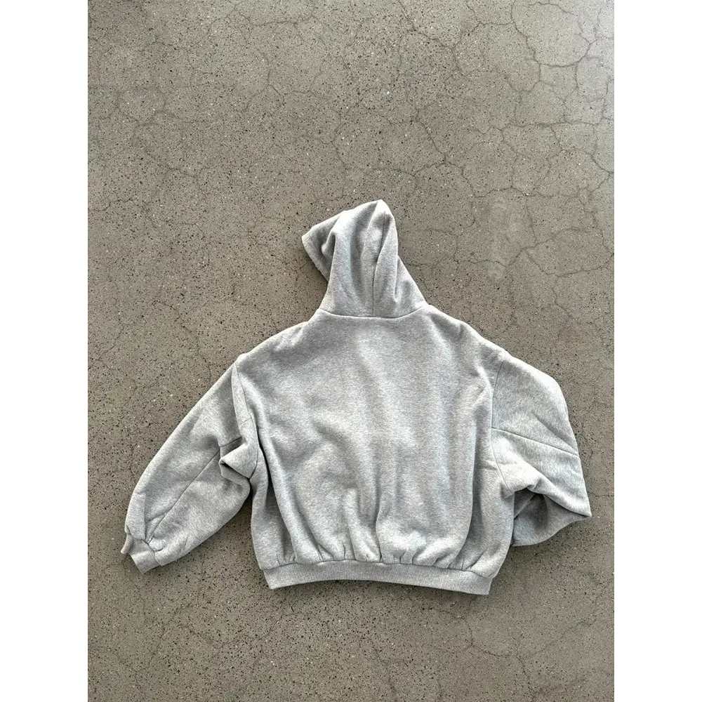 Korean Fashion Simple Gray Double-Sided Oversized Zipper Hoodie Women’s Y2K New Harajuku Gothic Casual Joker Couple