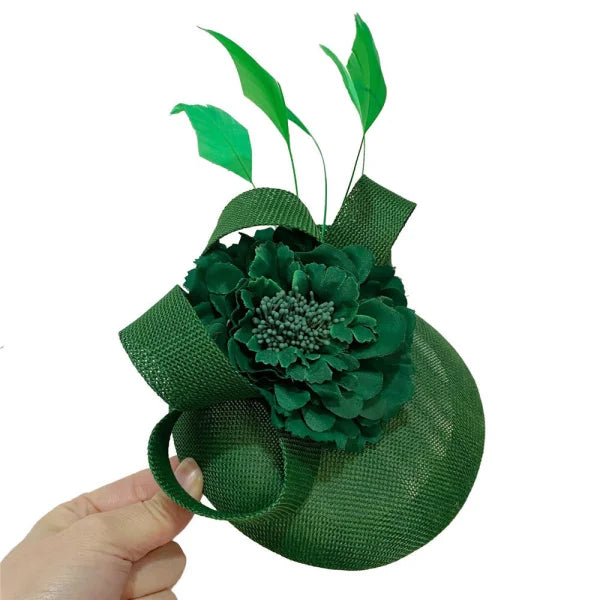 Hair Accessories Feather Flower Hat - Green