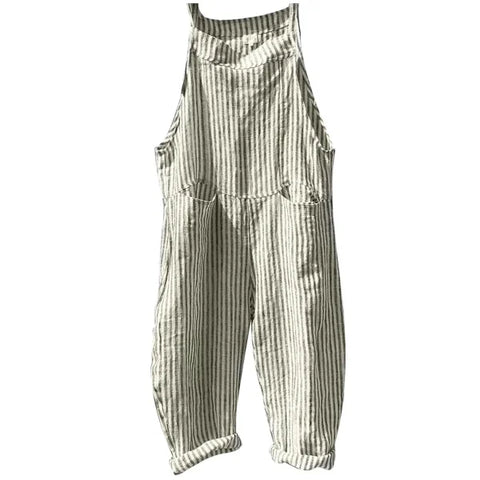 Korean Style Striped Overalls – Women’s Loose Fit Summer Jumpsuit
