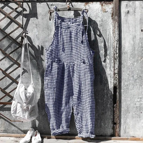 Korean Style Striped Overalls – Women’s Loose Fit Summer Jumpsuit - Dark Blue / M / United States