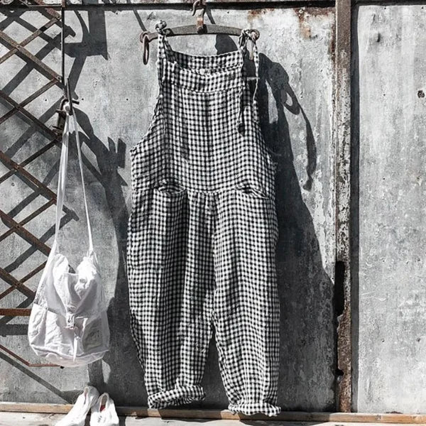 Korean Style Striped Overalls – Women’s Loose Fit Summer Jumpsuit - Black / M / United States