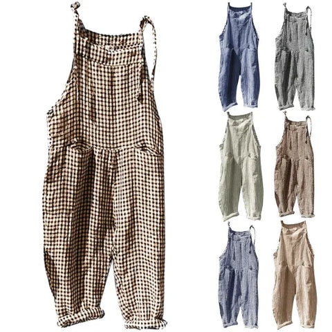 Korean Style Striped Overalls – Women’s Loose Fit Summer Jumpsuit