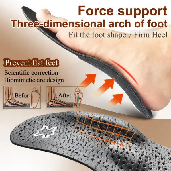 KOTLIKOFF Insole For Shoes Leather Orthotic Insoles Flat Feet High Arch Support Orthopedic Shoes Sole O/X Leg Corrected