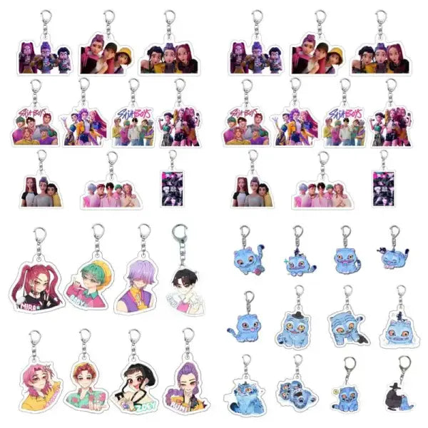 Kpop Demon Hunter Birthday Key Chain Fans Bag Keyring Demon Huntrix Kpop Keychain Gifts for Party Guests Kpop Warriors