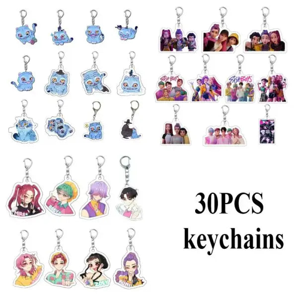Kpop Demon Hunter Birthday Key Chain Fans Bag Keyring Demon Huntrix Kpop Keychain Gifts for Party Guests Kpop Warriors