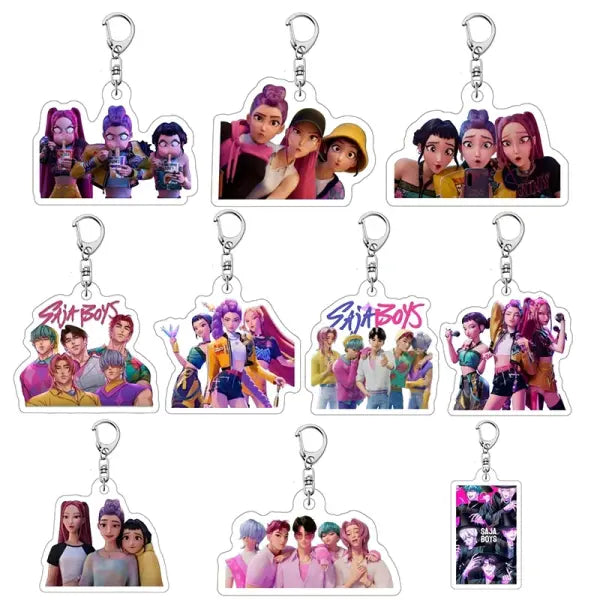 Kpop Demon Hunter Birthday Key Chain Fans Bag Keyring Demon Huntrix Kpop Keychain Gifts for Party Guests Kpop Warriors