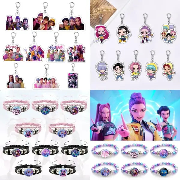Kpop Demon Hunter Birthday Key Chain Fans Bag Keyring Demon Huntrix Kpop Keychain Gifts for Party Guests Kpop Warriors