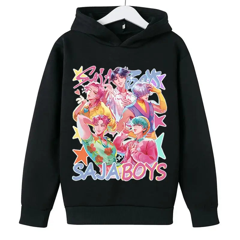 KPop Demon Hunters Huntrix Hoodies Pullover Girls Boy Cartoon Hooded Sweatshirt Girls Fashion Casual Tops Children’s
