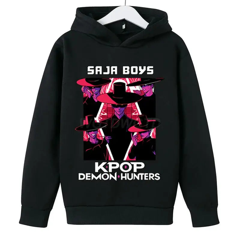 KPop Demon Hunters Huntrix Hoodies Pullover Girls Boy Cartoon Hooded Sweatshirt Girls Fashion Casual Tops Children’s