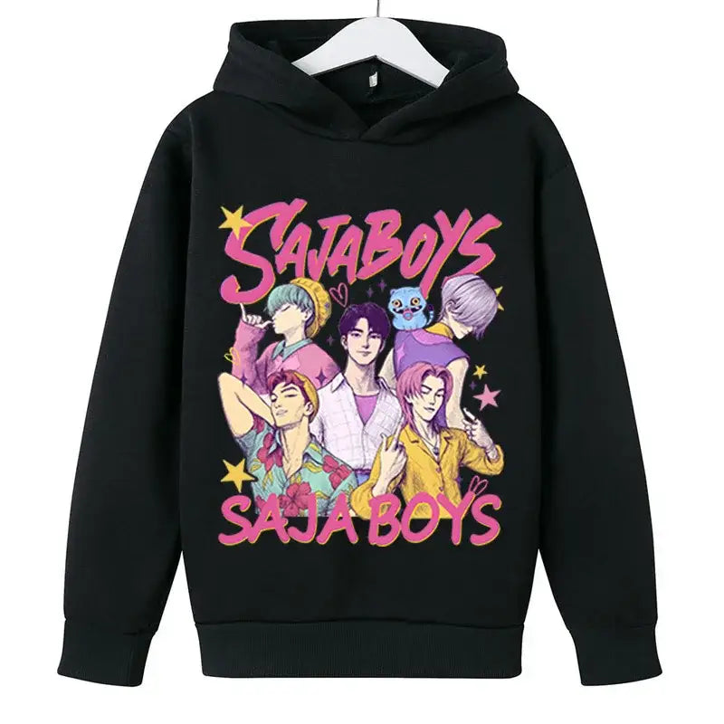 KPop Demon Hunters Huntrix Hoodies Pullover Girls Boy Cartoon Hooded Sweatshirt Girls Fashion Casual Tops Children’s