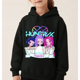 KPop Demon Hunters Huntrix Hoodies Pullover Girls Boy Cartoon Hooded Sweatshirt Girls Fashion Casual Tops Children’s