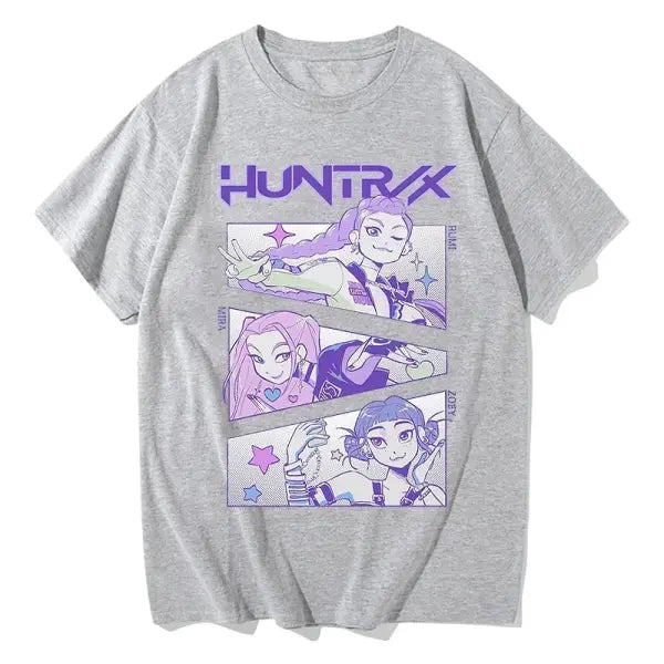 KPop Demon Hunters Huntrix Tees Summer Short Sleeve Tshirts Women Men Clothing Streetwear Unisex Graphic Print T-shirts