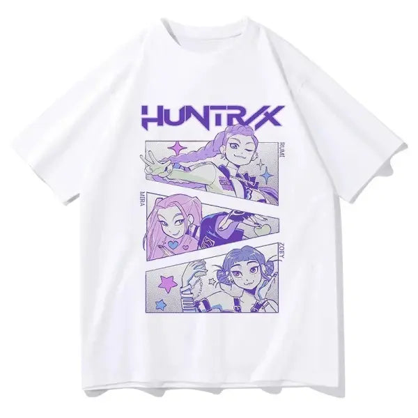 KPop Demon Hunters Huntrix Tees Summer Short Sleeve Tshirts Women Men Clothing Streetwear Unisex Graphic Print T-shirts