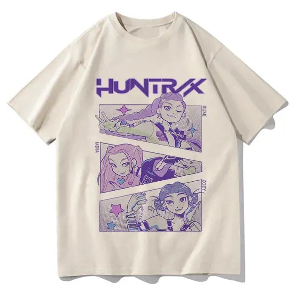 KPop Demon Hunters Huntrix Tees Summer Short Sleeve Tshirts Women Men Clothing Streetwear Unisex Graphic Print T-shirts