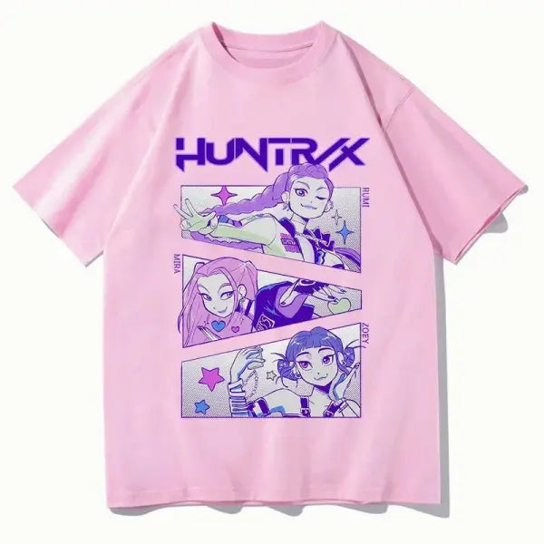 KPop Demon Hunters Huntrix Tees Summer Short Sleeve Tshirts Women Men Clothing Streetwear Unisex Graphic Print T-shirts