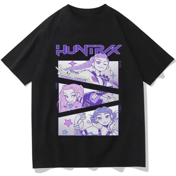 KPop Demon Hunters Huntrix Tees Summer Short Sleeve Tshirts Women Men Clothing Streetwear Unisex Graphic Print T-shirts