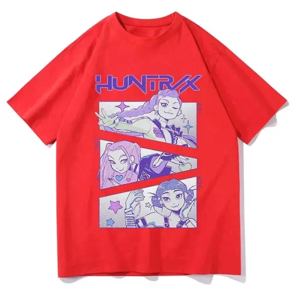 KPop Demon Hunters Huntrix Tees Summer Short Sleeve Tshirts Women Men Clothing Streetwear Unisex Graphic Print T-shirts