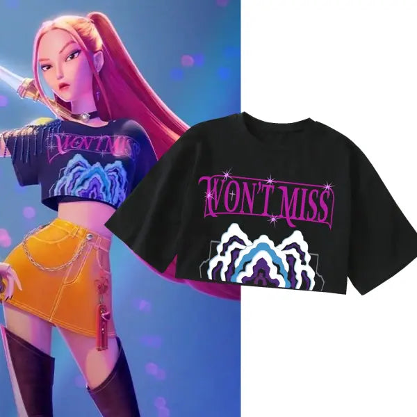 KPop Demon Hunters Mira Crop Tops T-Shirt Women Girls Fashion Demon Hunters Cosplay Shirt for Fans Gift Y2k Tops