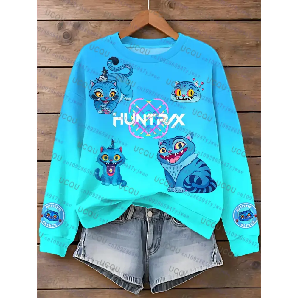 KPop Demon Hunters Sweatshirt Autumn Winter Sport Hooded KPop Demon Hunters Fashion Casual Round Collar Y2K Cosplay