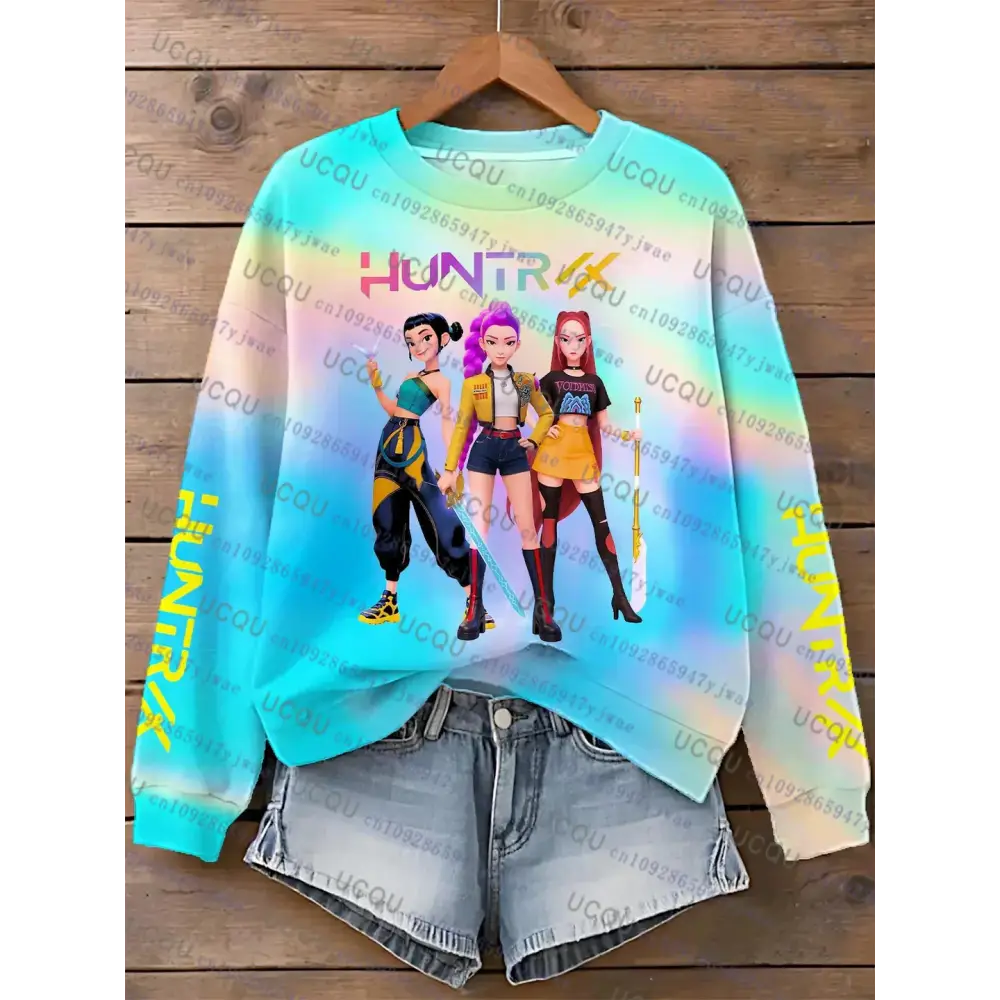 KPop Demon Hunters Sweatshirt Autumn Winter Sport Hooded KPop Demon Hunters Fashion Casual Round Collar Y2K Cosplay