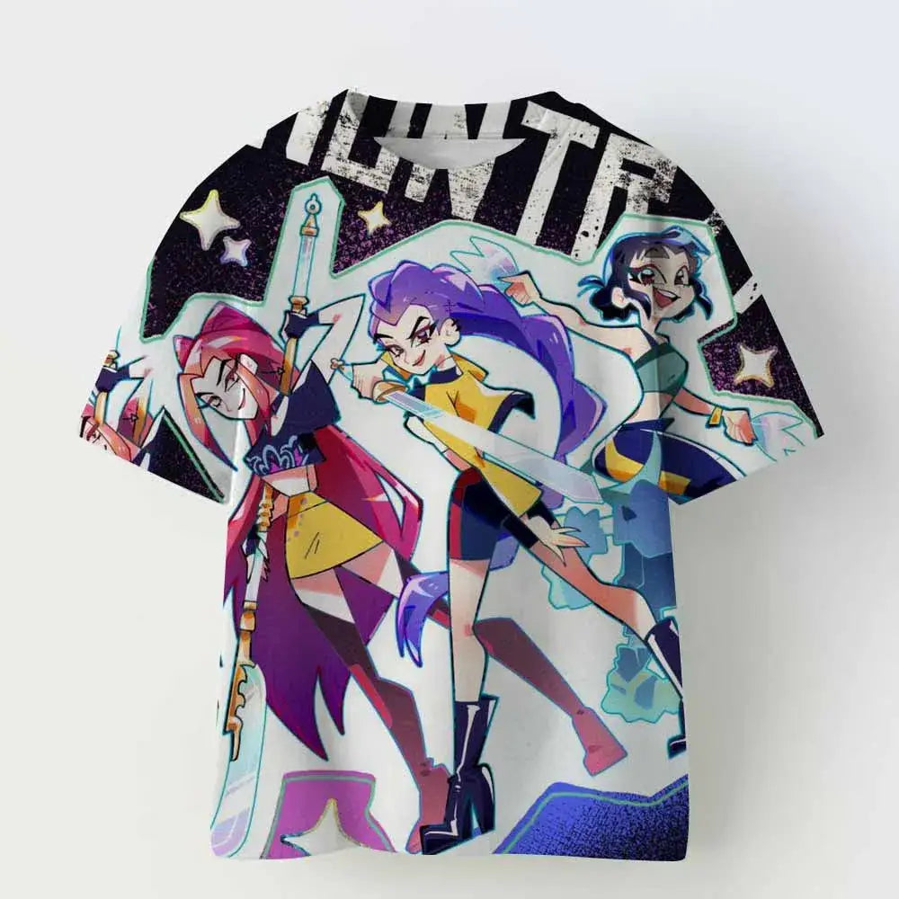 KPop Demon Hunters Tiger Girls Boys T Shirt K-Pop Demon Hunters Children’s Clothing T-shirts Cute Cartoon Print Tee