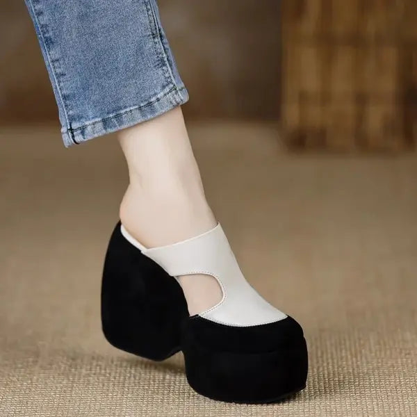 Krazing Pot Cow Leather Superstar High Thick Bottom Summer Shoe Casual Increase Luxury Party Modern Brand Platform