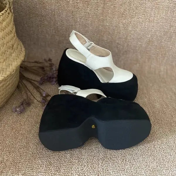 Krazing Pot Cow Leather Superstar High Thick Bottom Summer Shoe Casual Increase Luxury Party Modern Brand Platform