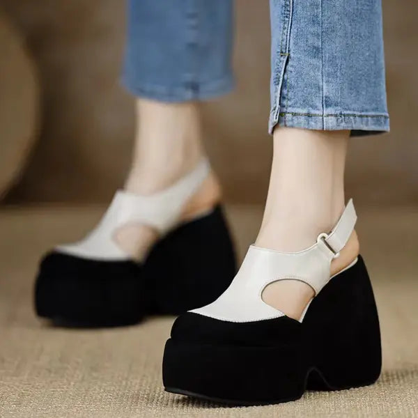 Krazing Pot Cow Leather Superstar High Thick Bottom Summer Shoe Casual Increase Luxury Party Modern Brand Platform
