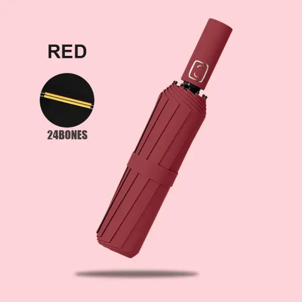 Automatic Umbrella 190T Nylon Fabric UV Protection - Red / 24K / metal-fiber composite