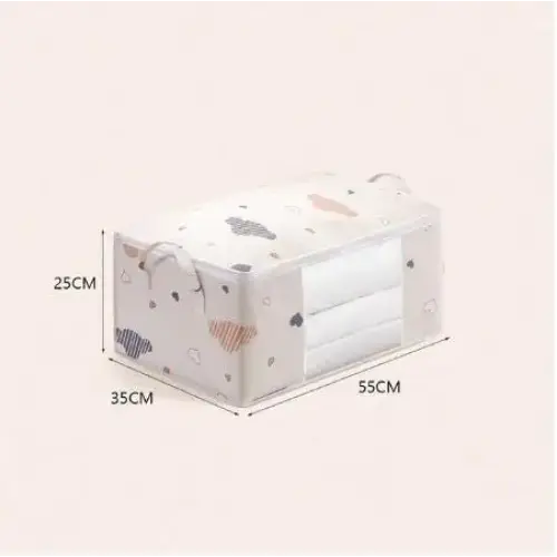 Floral Large Capacity Clothes Storage Bag Organizer with Sturdy Zipper - Medium Beige
