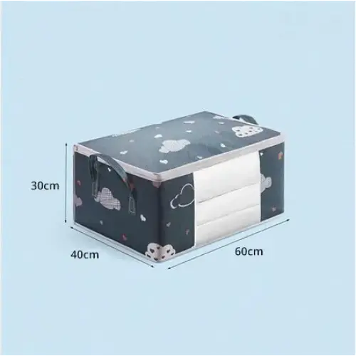 Floral Large Capacity Clothes Storage Bag Organizer with Sturdy Zipper - Large Blue