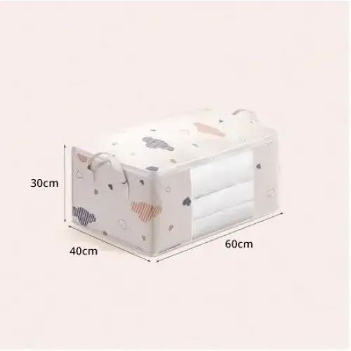 Floral Large Capacity Clothes Storage Bag Organizer with Sturdy Zipper - Large Beige