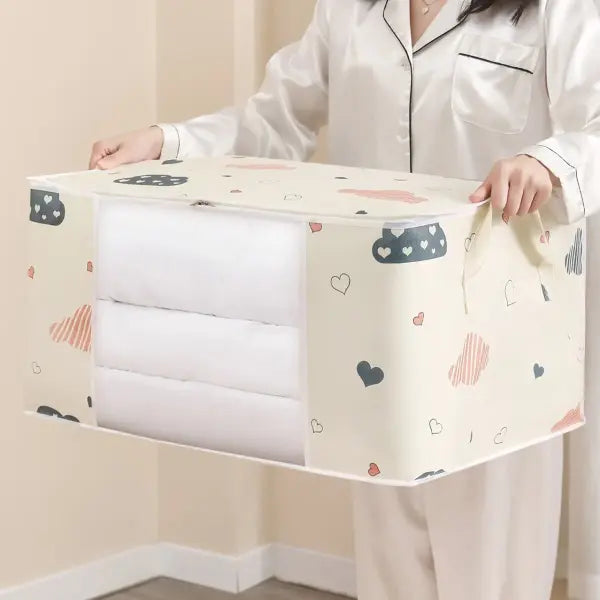 Large Capacity Non-woven Fabric Storage Bag for Bedding Organizers - Large Blue