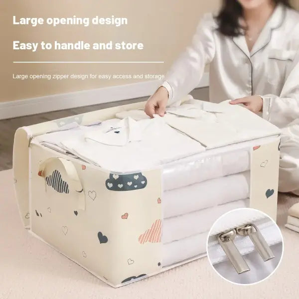 Large Capacity Non-woven Fabric Storage Bag for Bedding Organizers - Large Blue