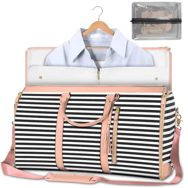 Large Capacity Travel Duffle Bag Folding Waterproof Style Suit Tote - Model B In Black Stripes - None