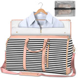 Large Capacity Travel Duffle Bag Folding Waterproof Style Suit Tote - Model B In Black Stripes - None