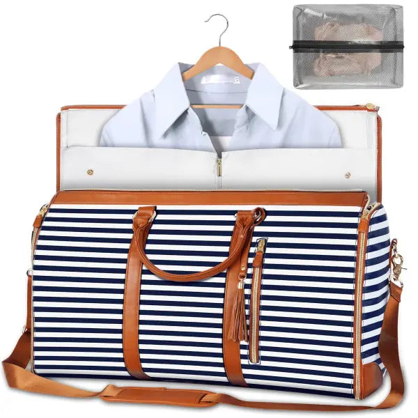 Large Capacity Travel Duffle Bag Folding Waterproof Style Suit Tote - B Sapphire Stripes - None