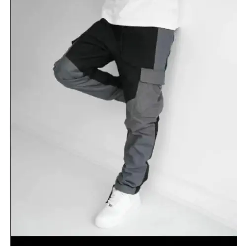 Large Pocket Stitching Trousers Men’s Loose Feet - Grey / L - None
