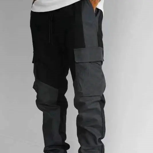 Large Pocket Stitching Trousers Men’s Loose Feet - None